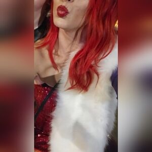Jessica Rabbit Red Sequin Dress with White Fur Stole